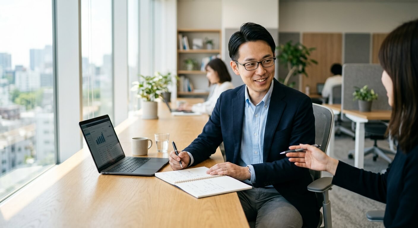 明るいオフィスでのビジネス会議